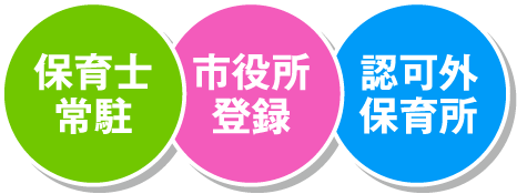 「保育士常駐」「市役所登録」「認可外保育所」